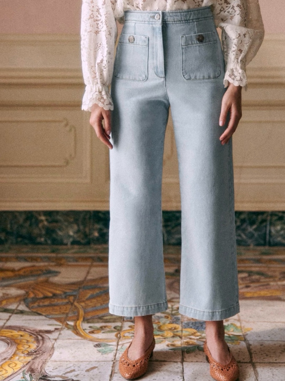 NWOT Sezane Emilio Washed trousers 38